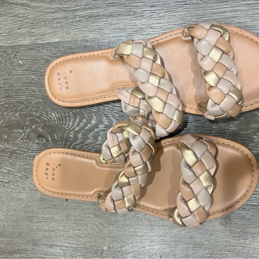 a new day Braided Slide Sandals in Beige, Gold, Taupe